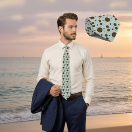 Gravata Dark Brown Micro Floral Sage Green Tie