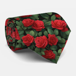 Gravata Dark Elegant Red Rose Pattern
