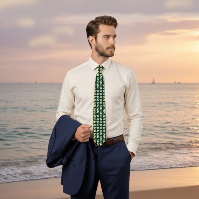 Gravata Dark Green Tie with Gold Bird Pattern (Criador carregado)