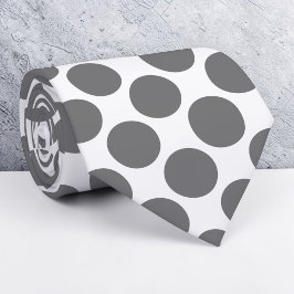 Gravata Dark Grey Polka Dots on White Custom Necktie
