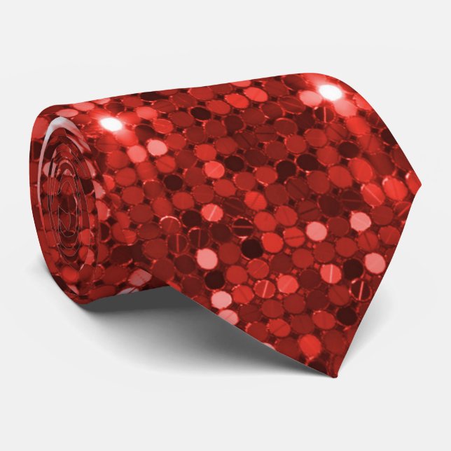Gravata Dazzling Ruby Red Sequin Glitter Sparkle Tie (Rolled)
