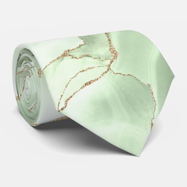Gravata de ágata verde sálvia (Rolled)