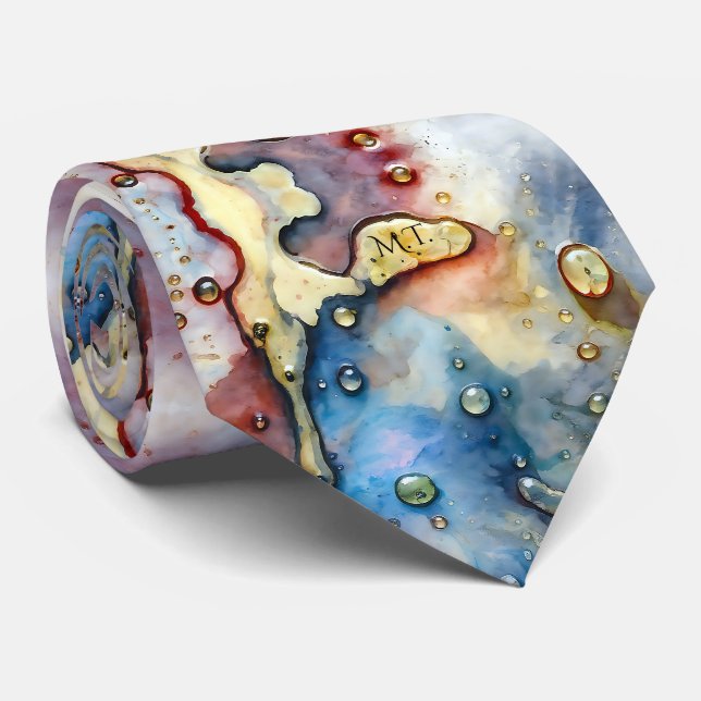 Gravata de aguarela abstrata em estilo artístico m (Rolled)