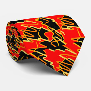 Gravata de Arte Abstrata Laranja Vermelho Estiloso