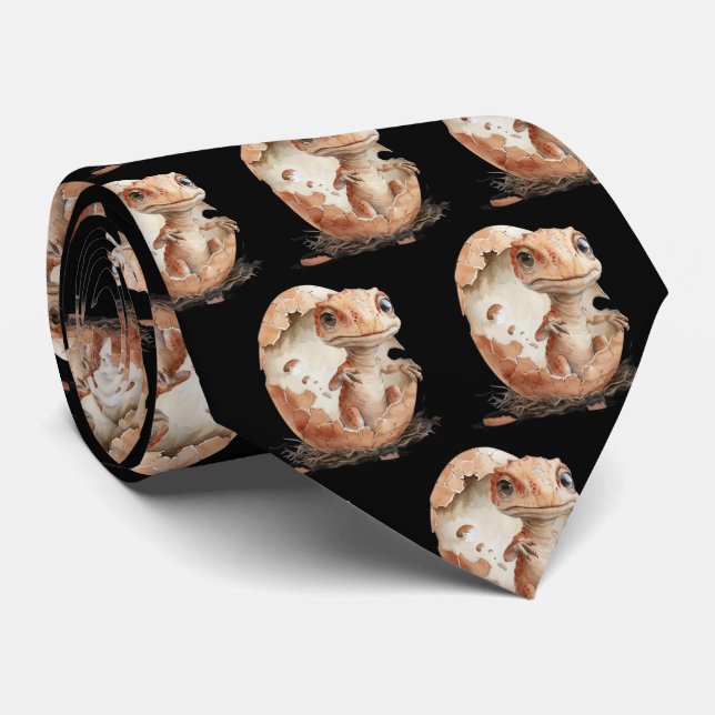 Gravata de Bebê Dinossauro Eclodindo do Ovo (Rolled)