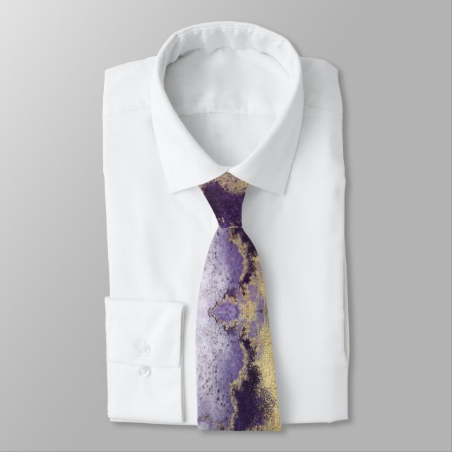 Gravata de casamento Amethyst Violet & Gold (Amarrado)