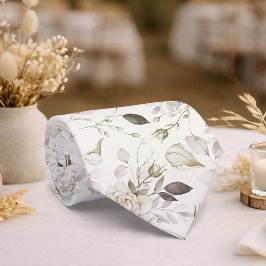 Gravata de casamento com flores de marfim e padrão