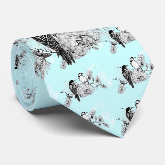 Gravata de casamento de pássaros de amor retrô (Rolled)