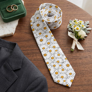 Gravata de casamento elegante com margaridas amare