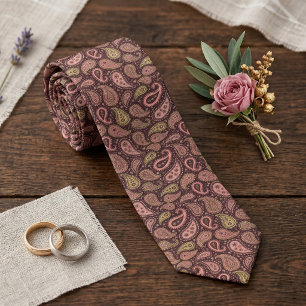 Gravata de casamento paisley rosa verde Classy Mau
