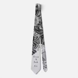 Gravata de casamento para o noivo “Floral Preto e