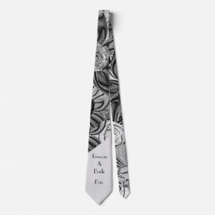 Gravata de casamento para o noivo “Floral Preto e