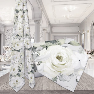 Gravata de casamento White Peony Silver Eucalyptus