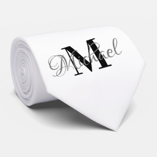 Gravata de Colher Preta e Branca com Monograma