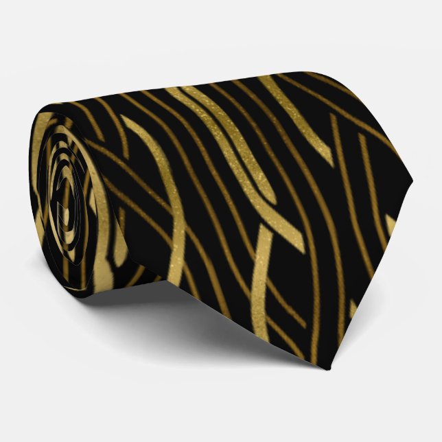 Gravata de deco de arte em ouro negro elegante (Rolled)