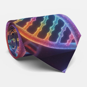 Gravata de DNA de Hélice Dupla Arco-íris da Moda