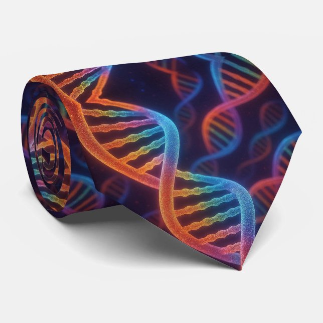 Gravata de DNA de Hélice Dupla Arco-Íris Fashion  (Rolled)