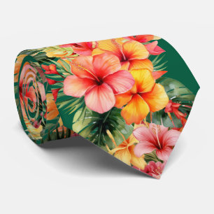 Gravata de Férias de Verão Hibisco Tropical