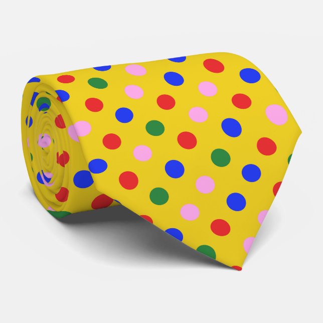 Gravata de festa de palhaço_amarelo, bolinhas colo (Rolled)