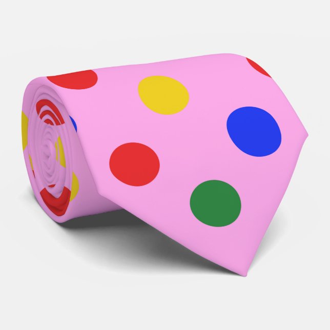 Gravata de festa de palhaço_rosa com bolinhas colo (Rolled)