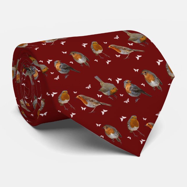 Gravata de festa do robin (Burgundy) (Rolled)