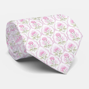 Gravata de flores rosa quente aquarela