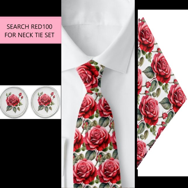 Gravata de Flores Rosas Vermelhas (Parte do Conjun (Criador carregado)