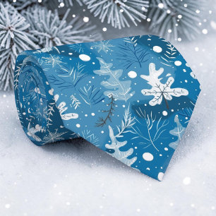 Gravata de folhas azuis de inverno sazonais