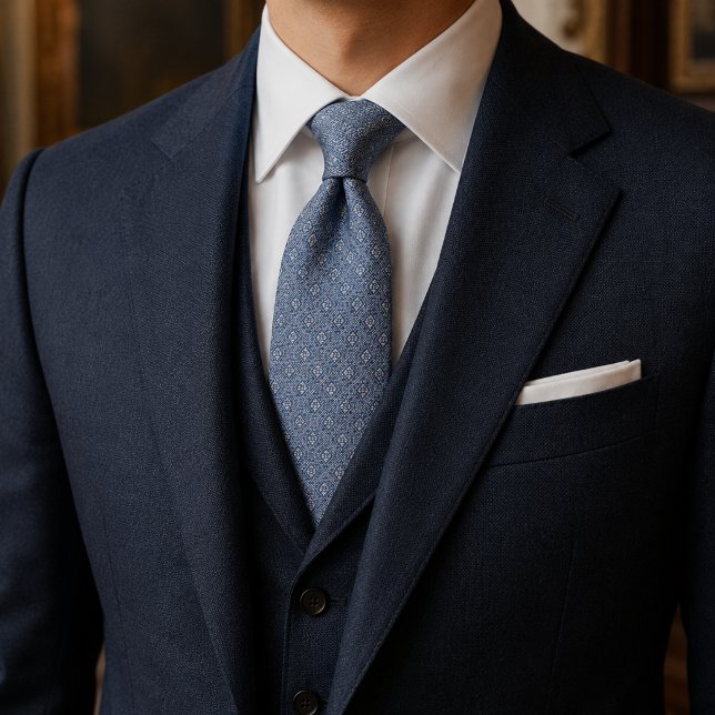 Gravata de Jacquard Azul Francês de Luxo | Dinheir (Criador carregado)