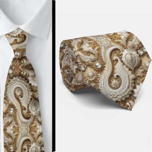Gravata de Lace Paisley com Diamante Branco e Dour
