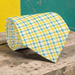 Gravata de Listras Xadrez Verde Azul e Amarelo