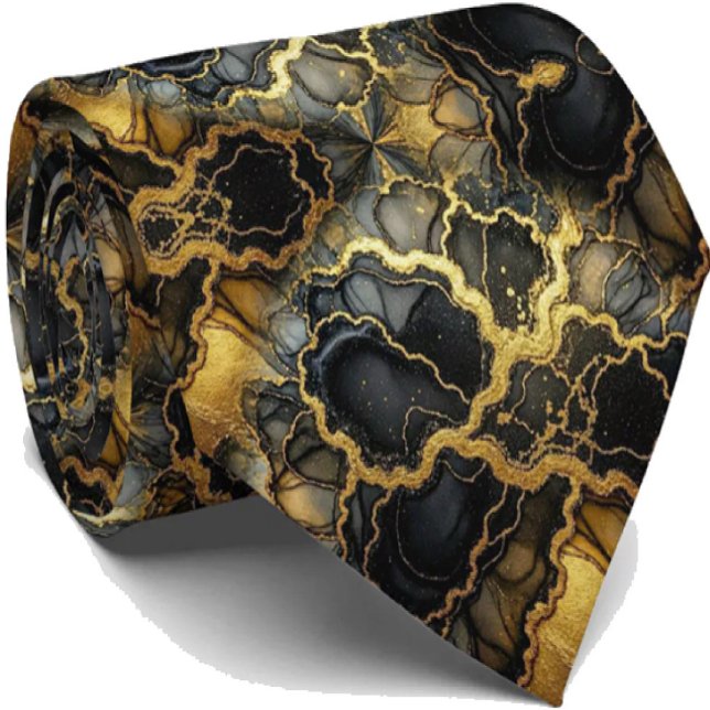 Gravata de Luxo Formal | Preto e Dourado Mármore (Criador carregado)