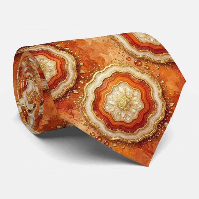 Gravata de Luxo | Gravata Rust + Geodo de Ouro (Rolled)