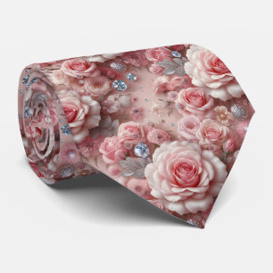 Gravata de Luxo para Casamento Rosas Cor-de-Rosa