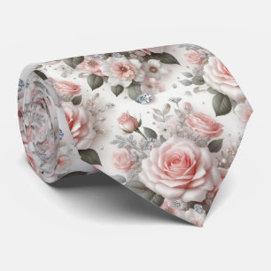 Gravata de Luxo para Casamento Rosas Cor-de-Rosa