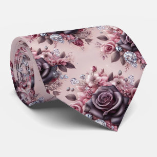 Gravata de Luxo para Casamento Rosas Roxas e Dia