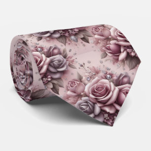 Gravata de Luxo para Casamento Rosas Roxas e Dia