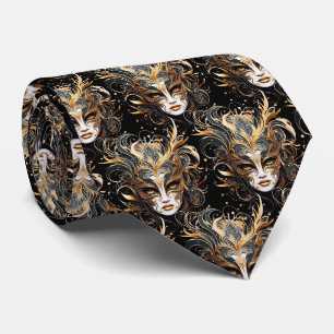 Gravata de Mardi Gras Steampunk preta e dourada