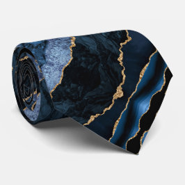 Gravata de Mármore Geodo Azul Naval com Brilho Dou