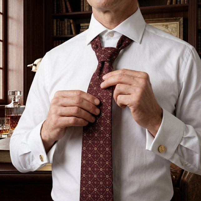 Gravata de Micro-Jacquard Borgonha Champanhe para  (Criador carregado)