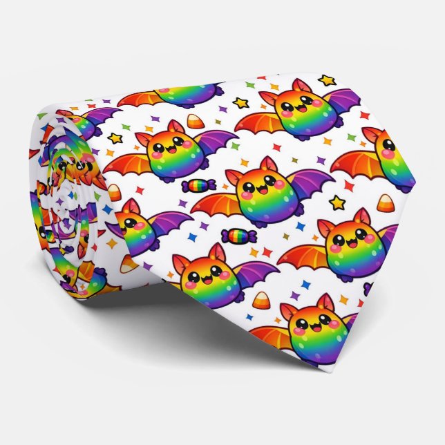 🦇🌈 Gravata de Morcego Arco-Íris Doce & Fantástic (Rolled)