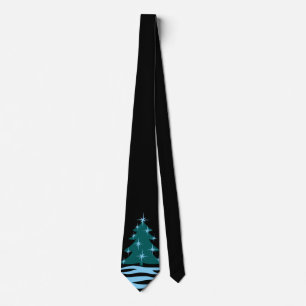 Gravata de Natal Azul Árvore de Natal Festiva Grav