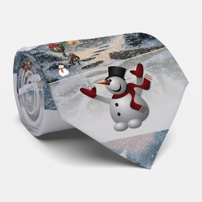 Gravata de Natal, Boneco de Neve (Rolled)