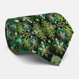 Gravata de Natal com Enfeites Decorativos Verdes