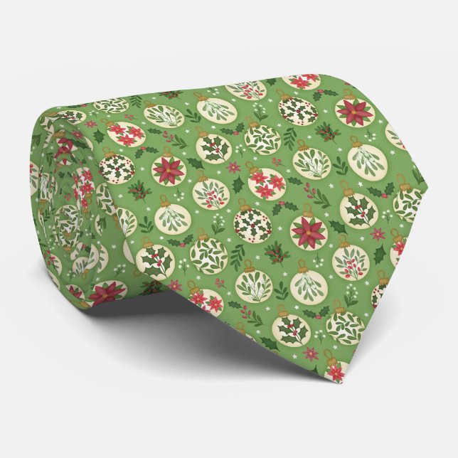 Gravata de Natal com Enfeites Desenhados à Mão (Rolled)