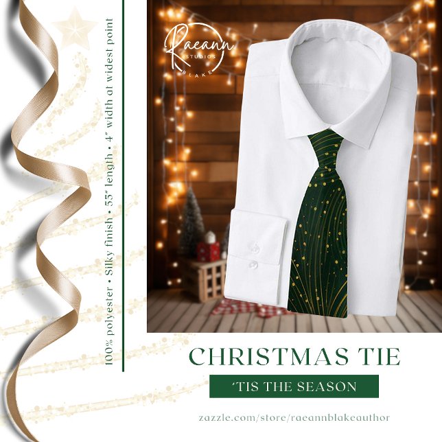 Gravata de Natal Green & Gold Stars/Stripes (Criador carregado)