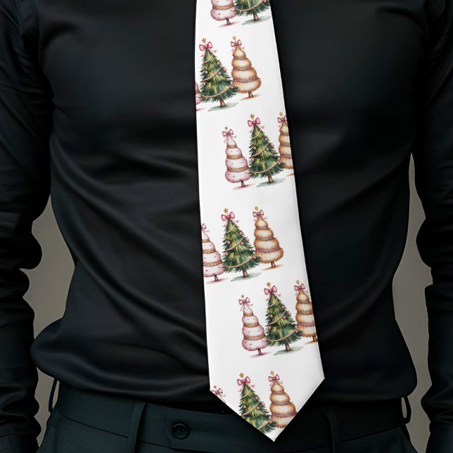 Gravata de Natal verde dourado luxuoso minimalista (Luxury green gold Christmas trees minimalist tie)