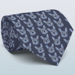 Gravata de Néck de Bulldog Azul<br><div class="desc">Um pequeno e divertido padrão azul ou Cinza francês Bulldog ou francês num fundo azul. Excelente para todos os amantes de cães, babás, caminhoneiros e veterinários. Arte original de Nic Squirrell.</div>