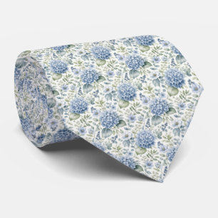 Gravata de Noiva Florais de Hortênsia Azul Aquarel