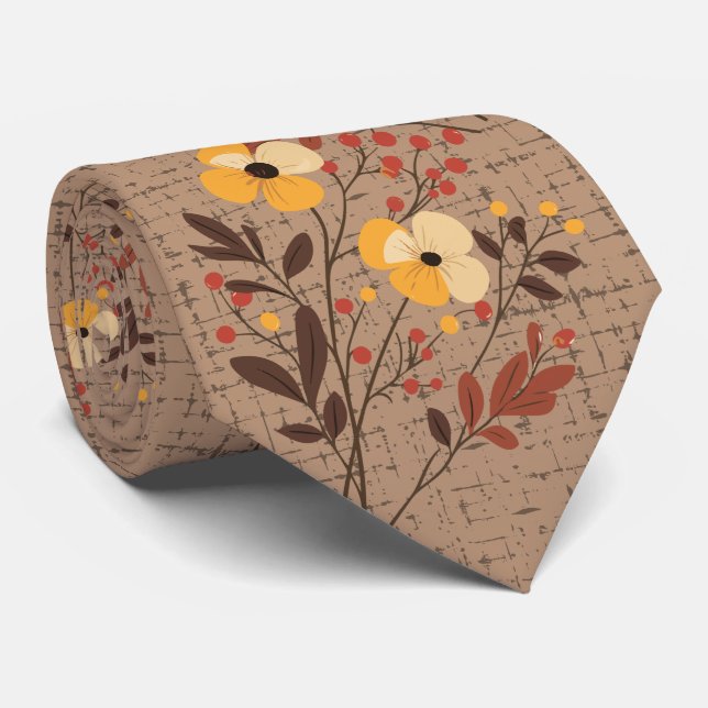 Gravata de Noiva Flores Silvestres Boho Outono (Rolled)